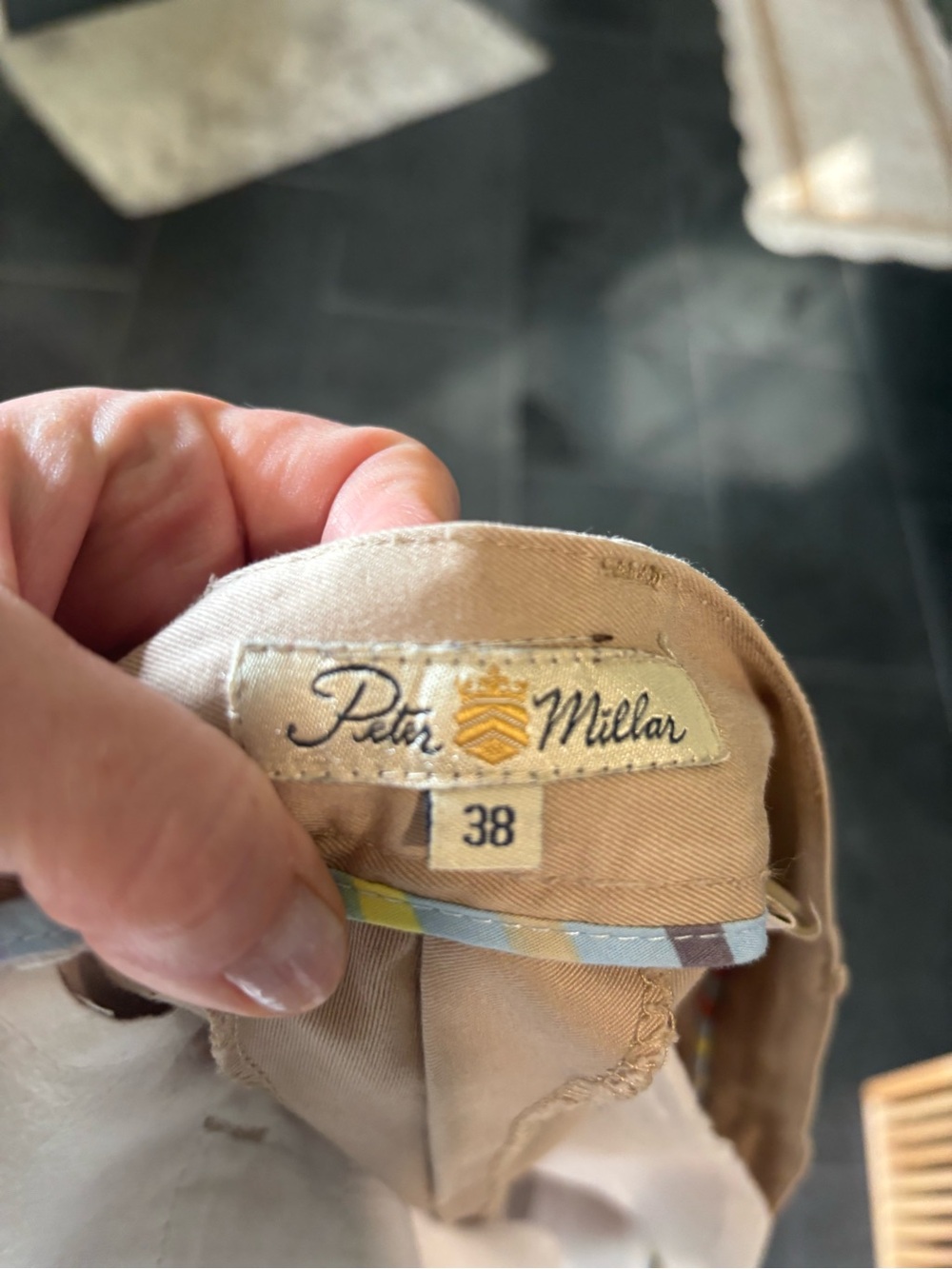 Peter Millar Tan Khaki Men's Trousers - Size 38